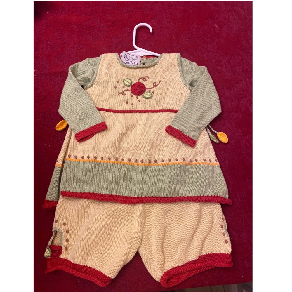 Zackali 4 Kids 3 Piece Knit Set Sweater Jumper Shorts Floral Cotton 18MO Armenia